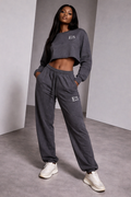 Grey E5 Crop Sweatshirt Tracksuit Set