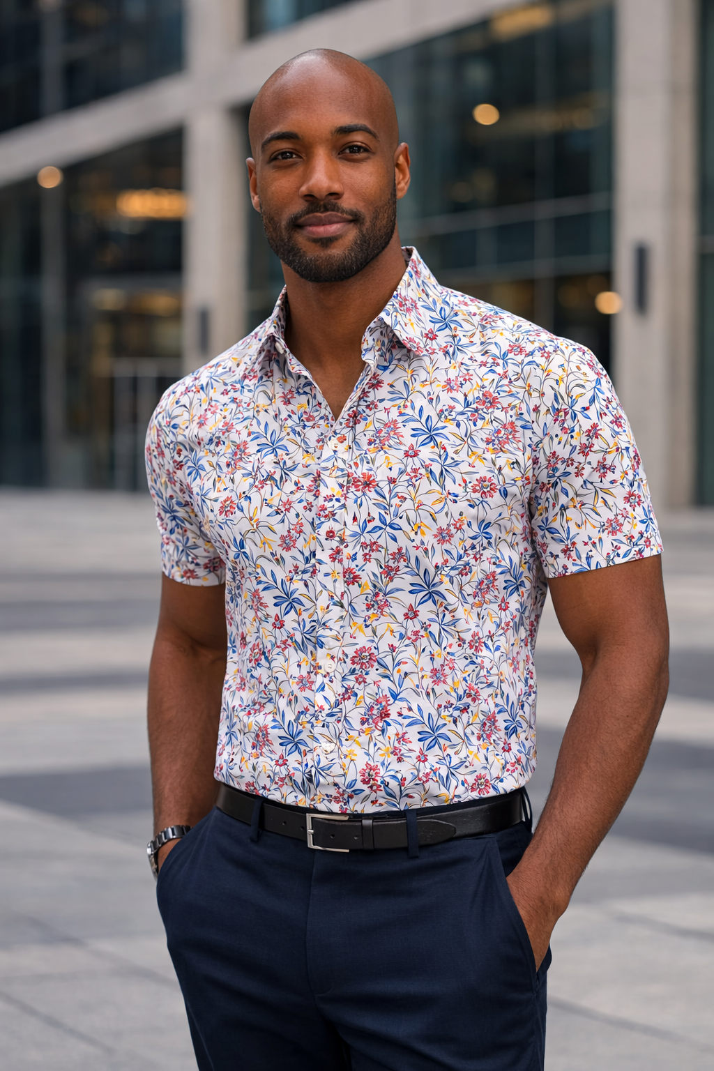 E5 Men's T-Shirt - Rust Floral Geo Print