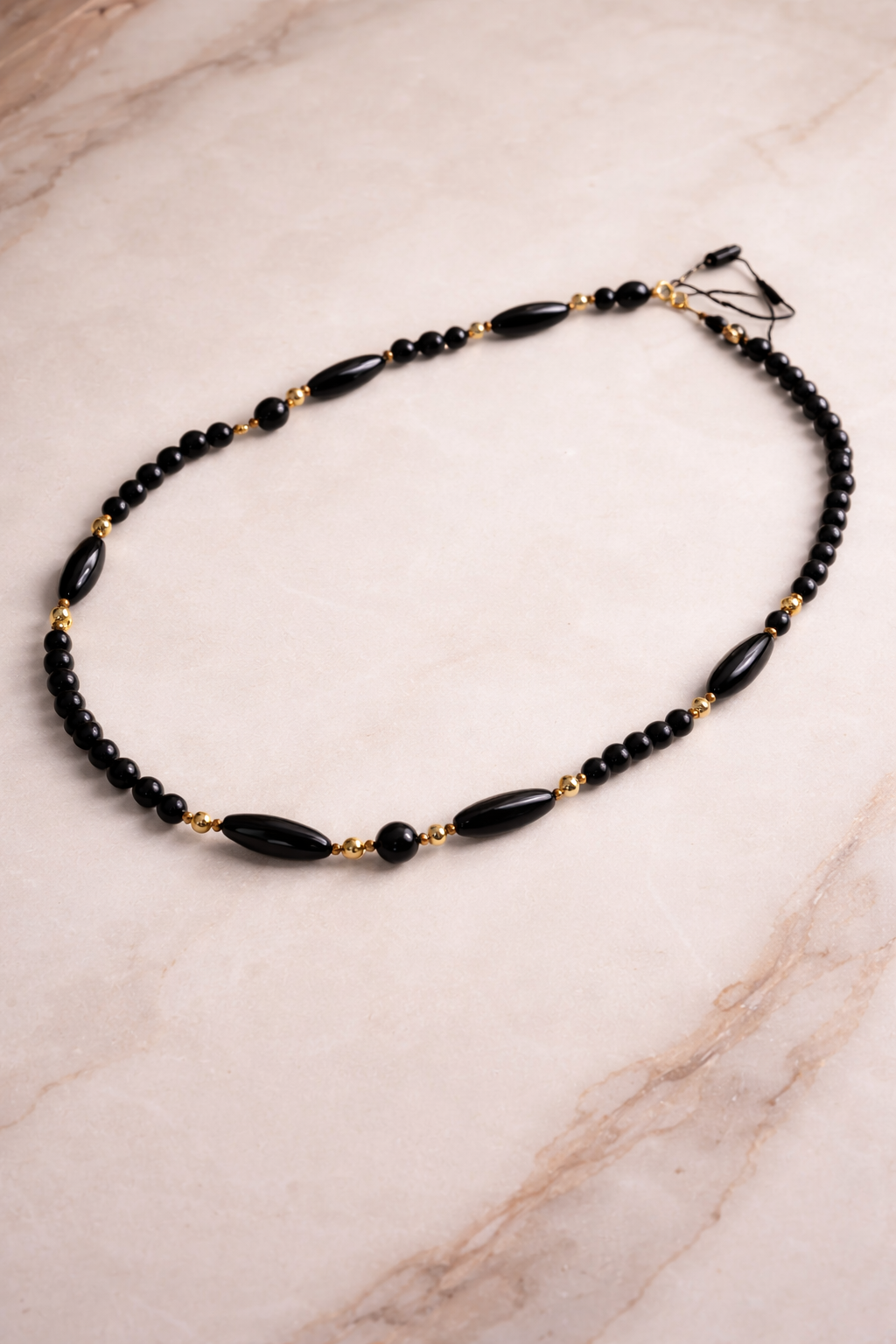 African Black & Gold Bead Necklace
