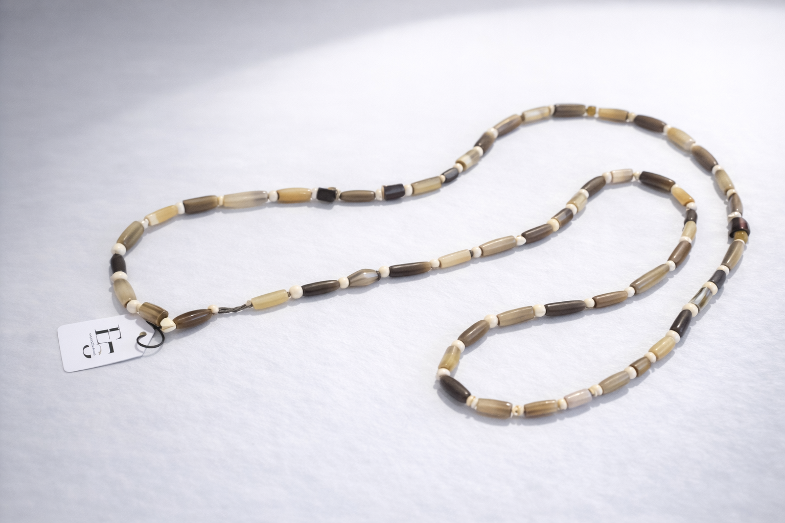 African Brown & Cream Natural Bead Necklace
