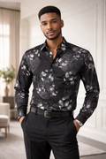 E5 Men's T-Shirt - Black Floral Bird Print