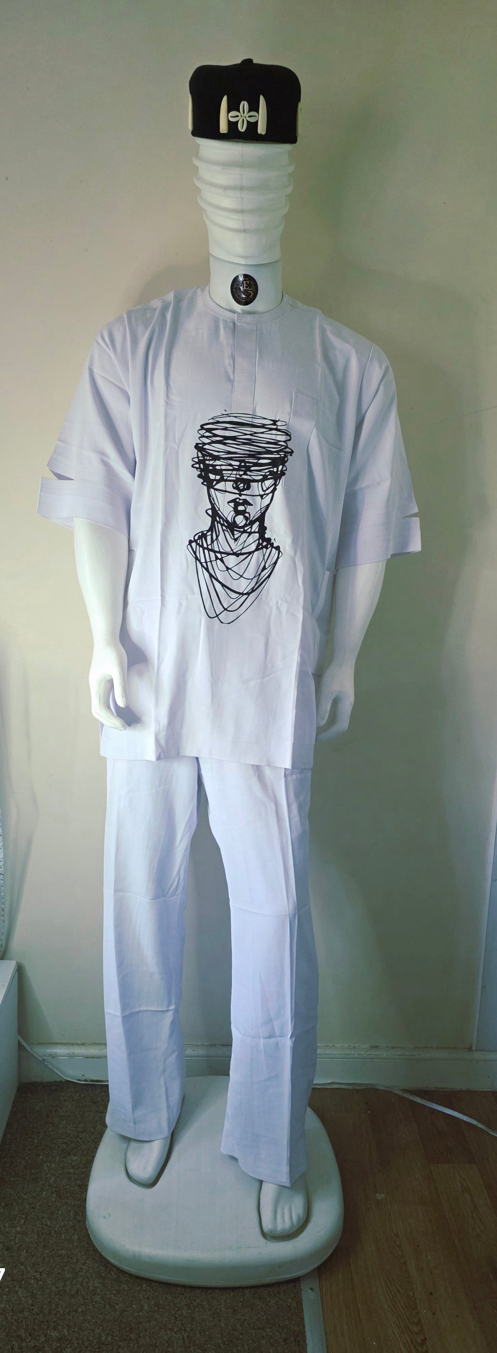 White embroided senator Oversized