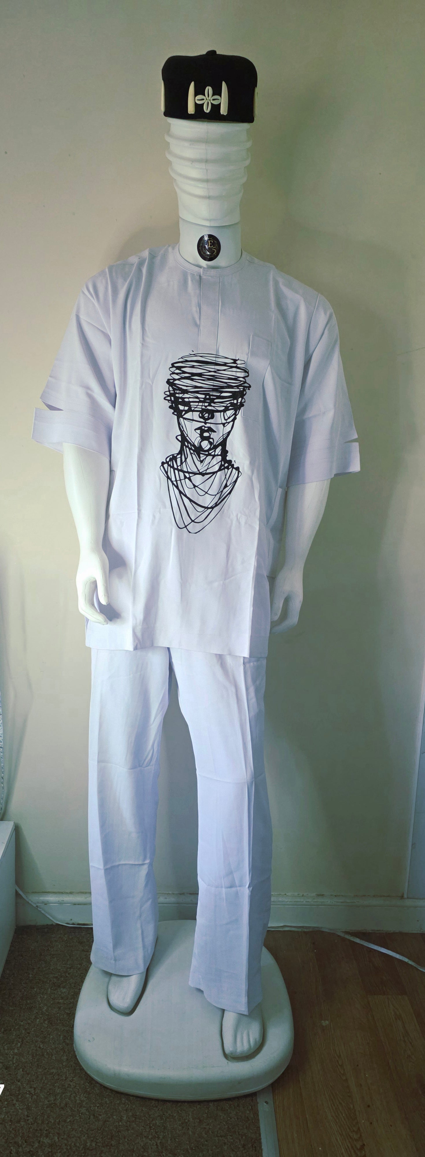 White embroided senator Oversized