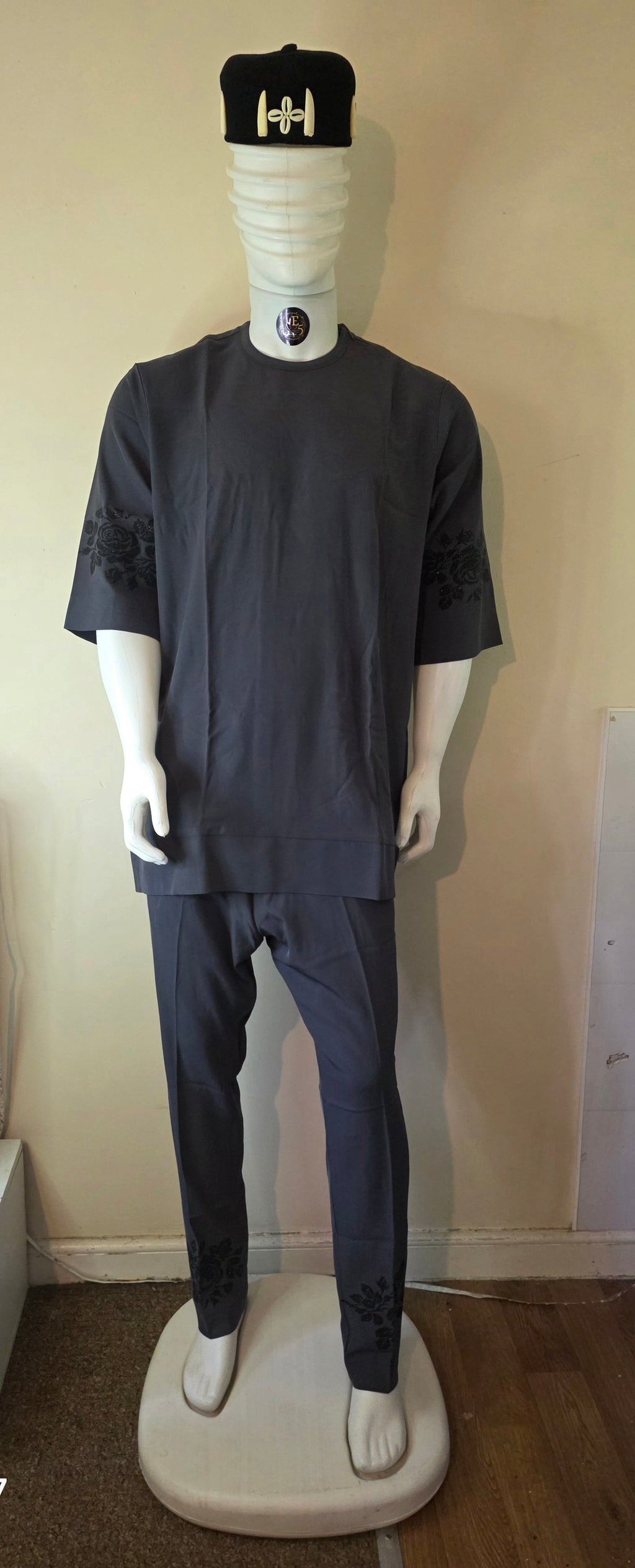1/3 SLEEVE EMBROIDED TOP AND TROUSER AFRICAN SENATOR WEAR
