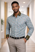 E5 Men's T-Shirt - Burgundy Floral LONG Sleeve
