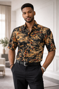 E5 Men's T-Shirt - Brown Paisley Print