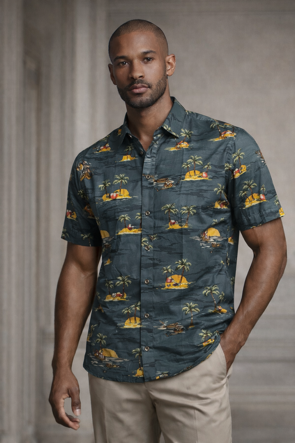 E5 Men's T-Shirt - Teal Batik Print