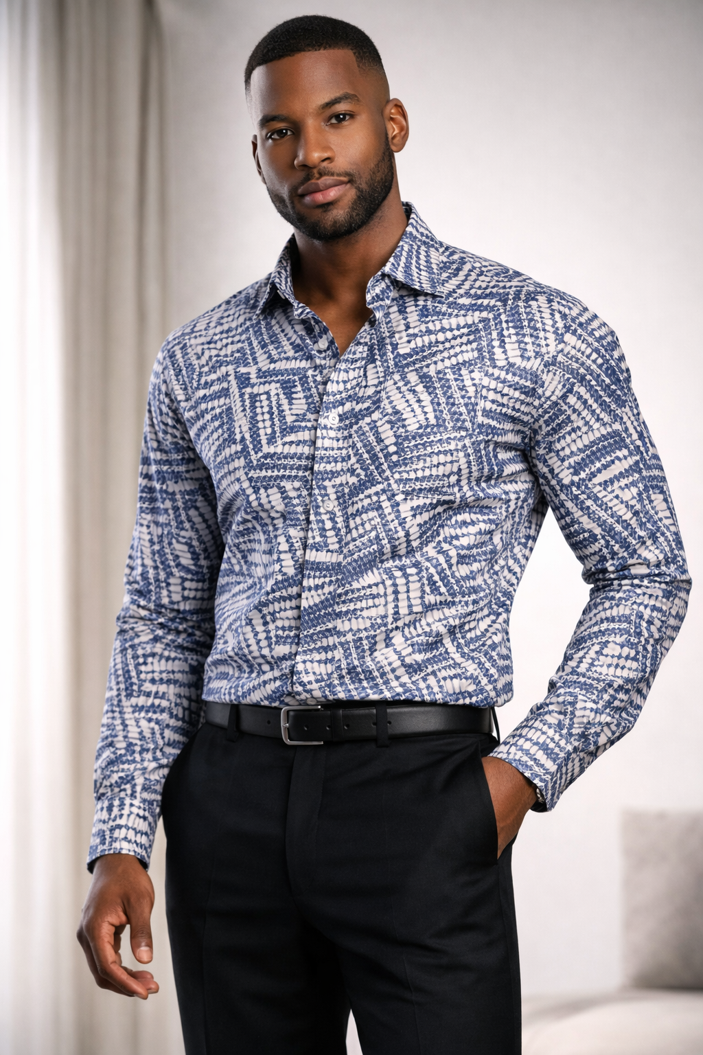 E5 Men's T-Shirt - Red Geometric Short Sleeve