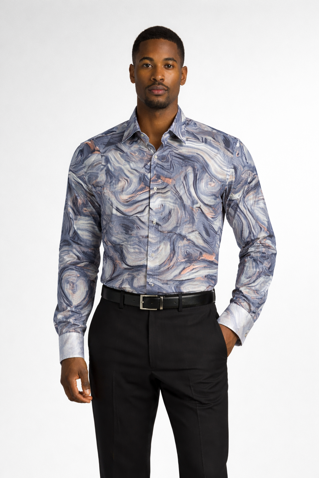 E5 Men's T-Shirt - Pink Black Abstract Brush