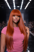 Ginger Copper Straight Wig with Fringe 18 Inches