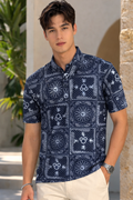 E5 Men's T-Shirt - Charcoal Abstract Short Sleeve