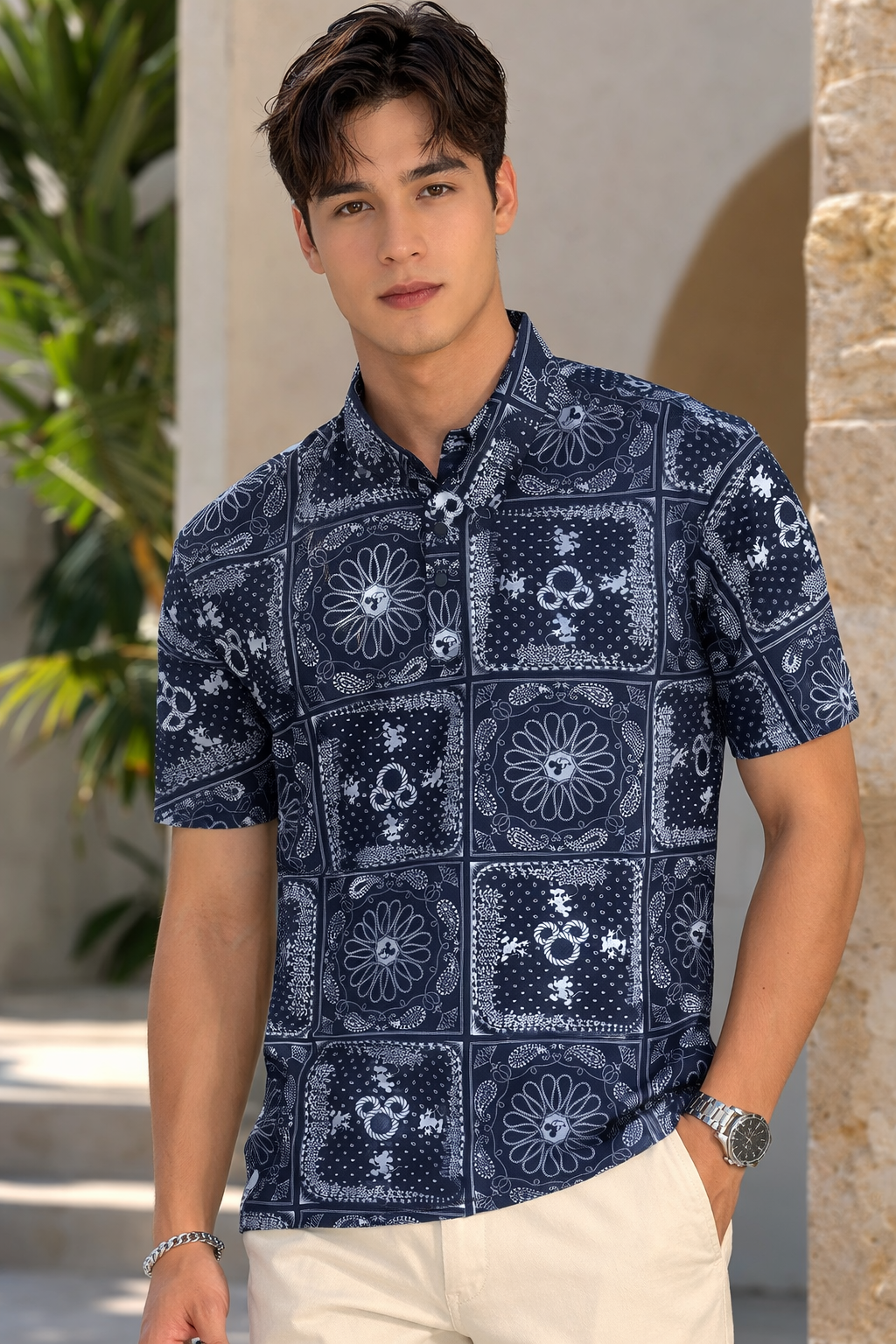 E5 Men's T-Shirt - Charcoal Abstract Short Sleeve