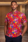 E5 Men's T-Shirt - Cream Floral Short Sleeve