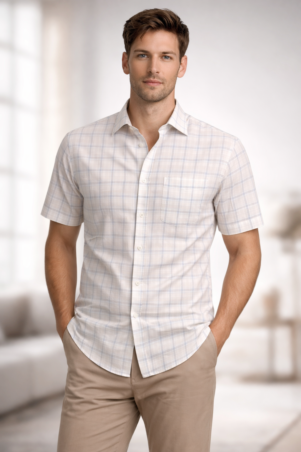 E5 Men's T-Shirt - Pink Stripe Long Sleeve
