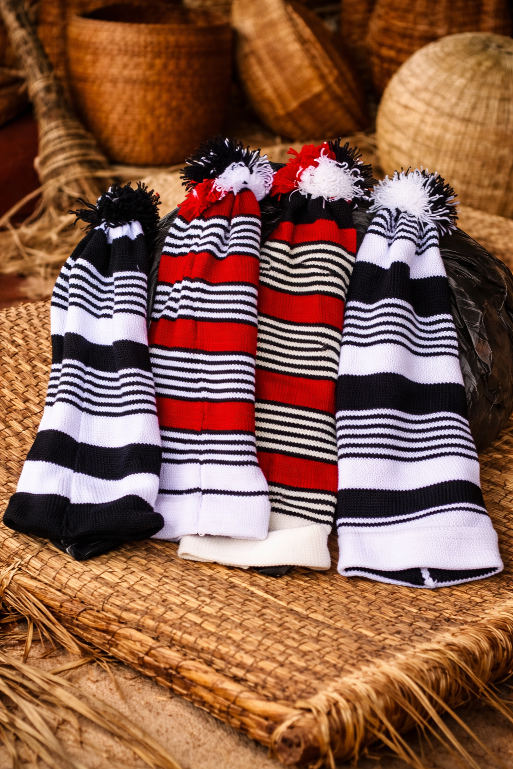 African Striped Knit Nze Hat