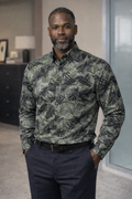 E5 Men's T-Shirt - Rust grey Abstract long Sleeve