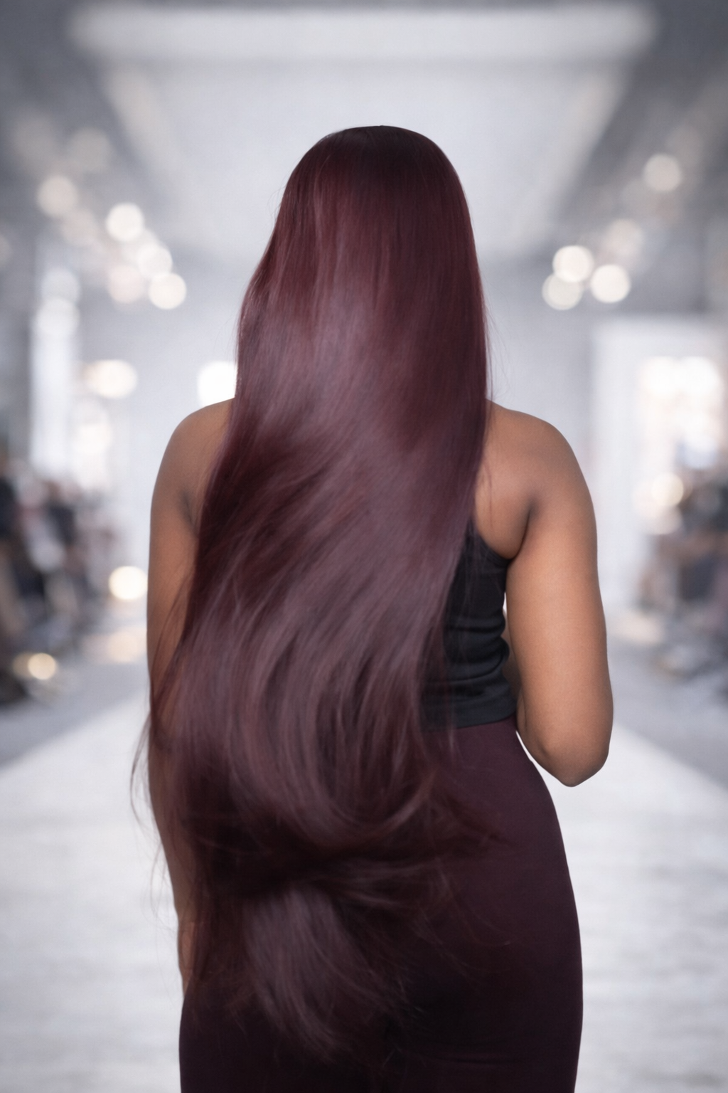 Burgundy Straight Lace Front Wig 30 Inches