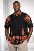 E5 Men's T-Shirt - black Floral Sketch short Sleeve