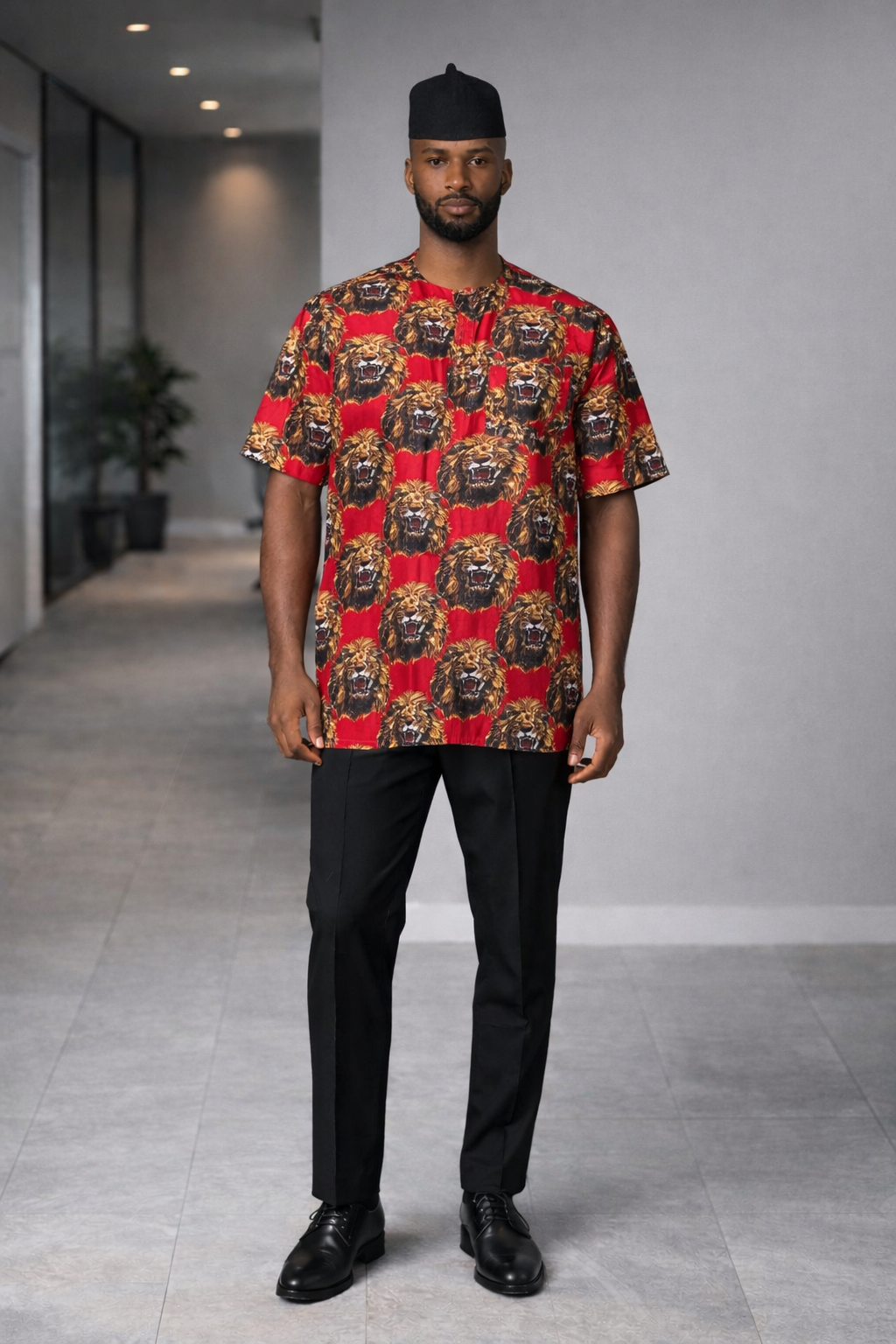 E5 African Lion Print Senator Top - Grade 2 ISHIAGU