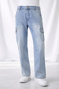 E5 Men's Light Blue Cargo Straight Jeans