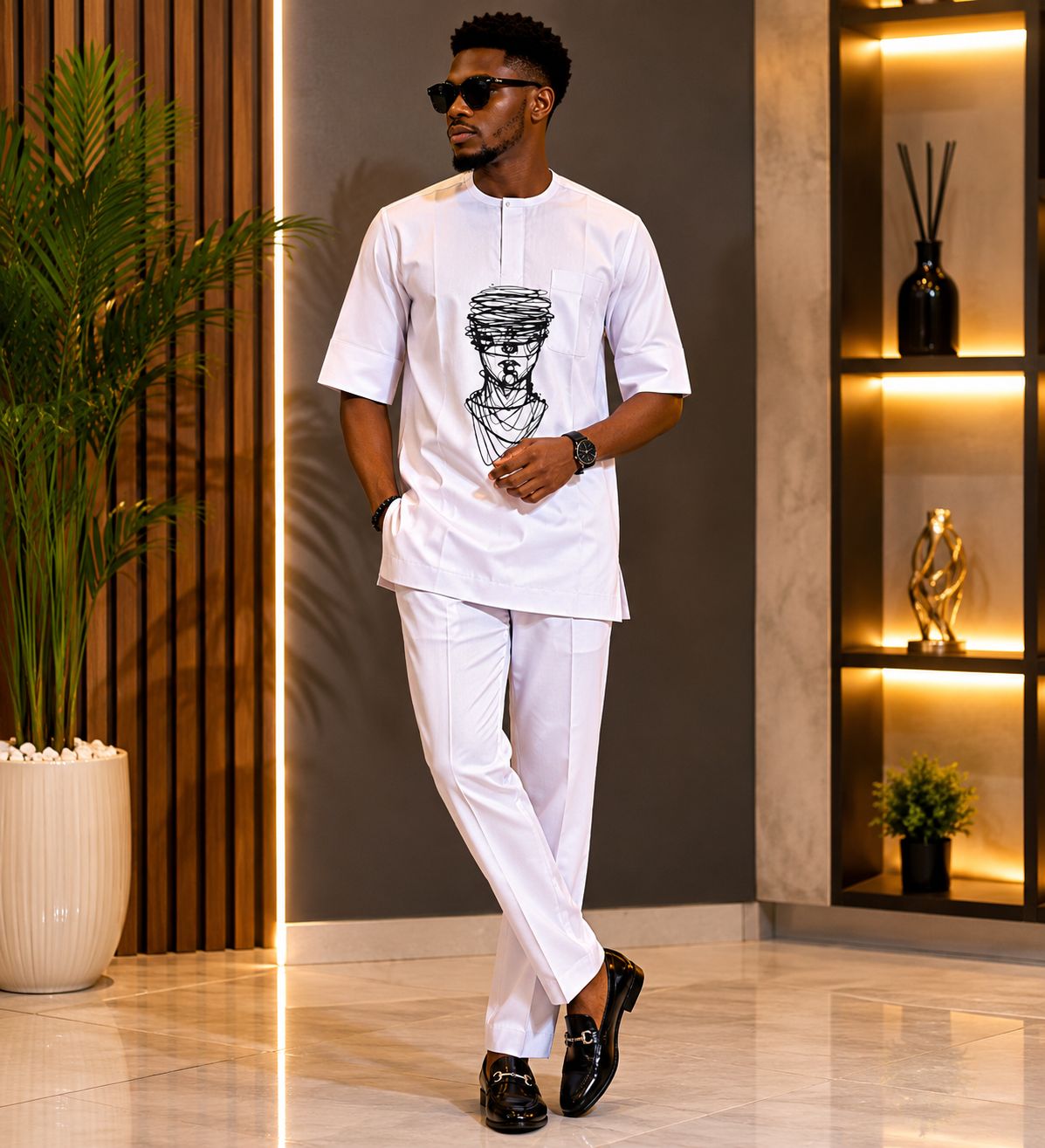 White embroided senator Oversized