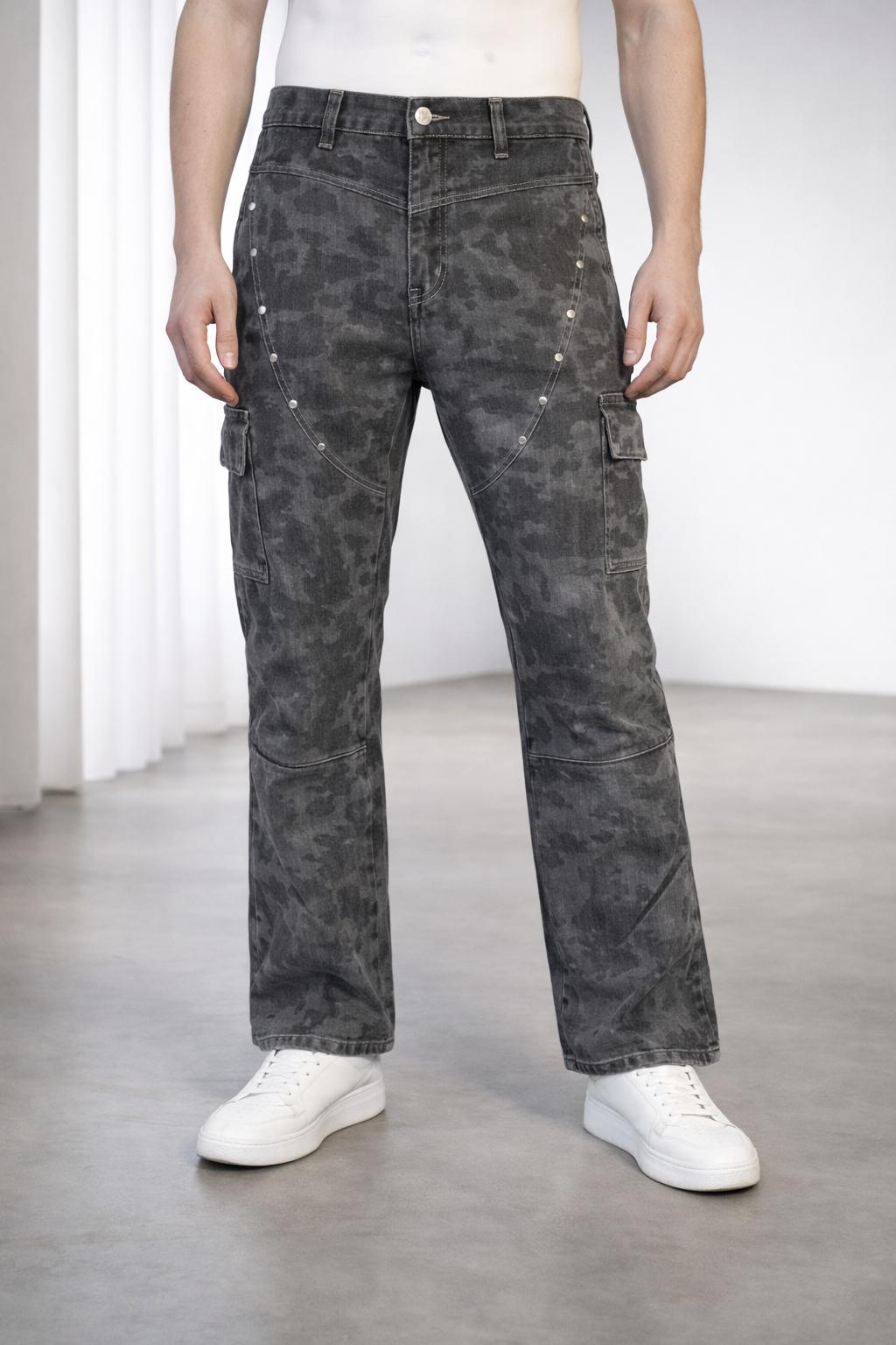 E5 Men's Grey Washed big Tapered Jeans