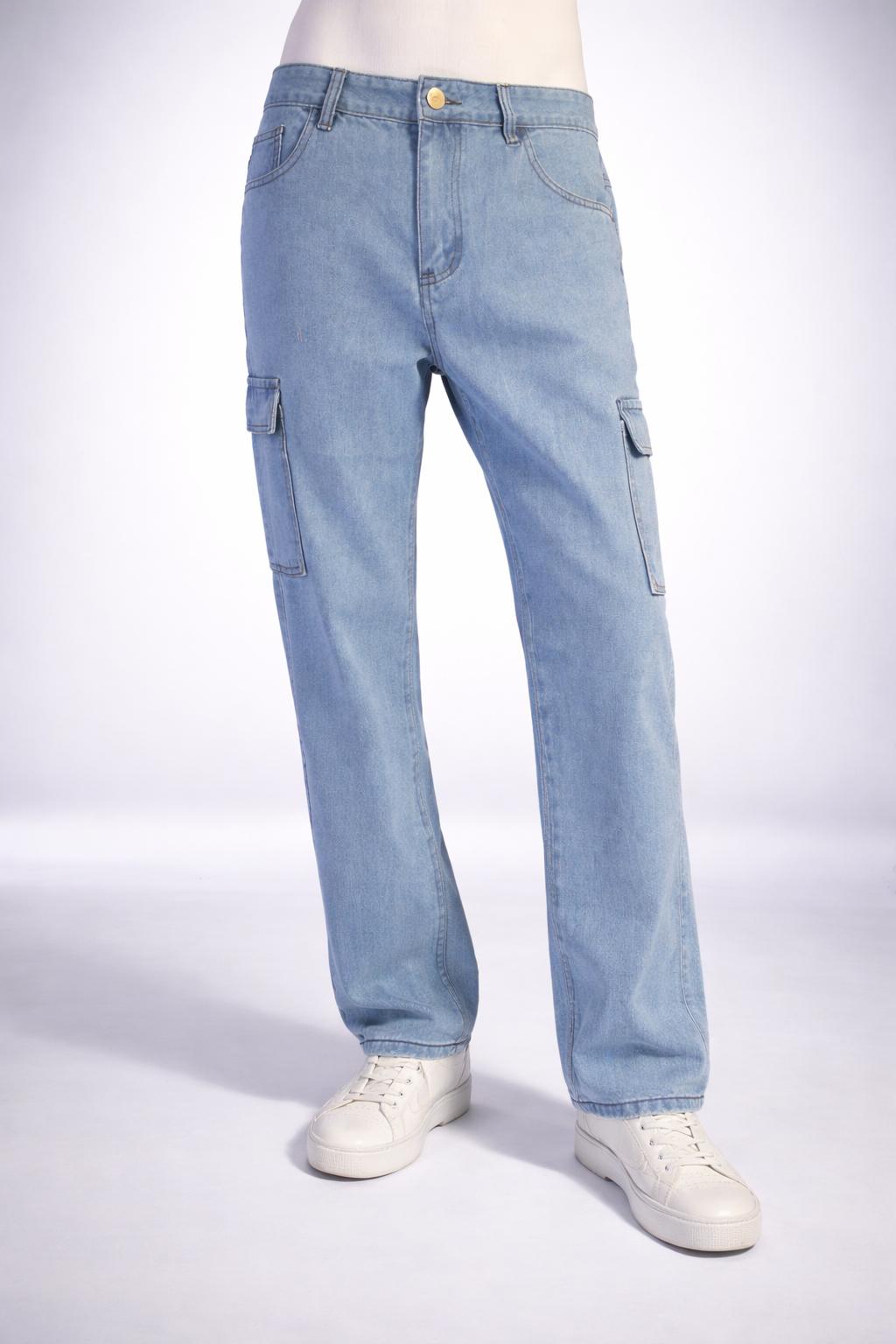 E5 Men's blue Indigo big Straight Jeans