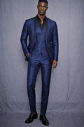 E5 Men's Navy Blue Shimmer 3-Piece Suit