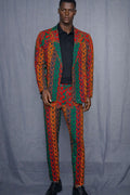 E5 HITARGET Ankara African Print Suit - Red Green Swirl