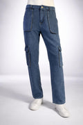 E5 Men's Light Blue Wide Leg Ripped Jeans