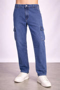 E5 Men's Blue Ripped Flared Jeans