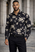E5 Men's T-Shirt - White Floral Sketch long Sleeve