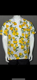 E5 Men's T-Shirt - yellow and white Paisley Short Sleeve