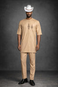 E5 Camel Tan Embroidered Senator Set