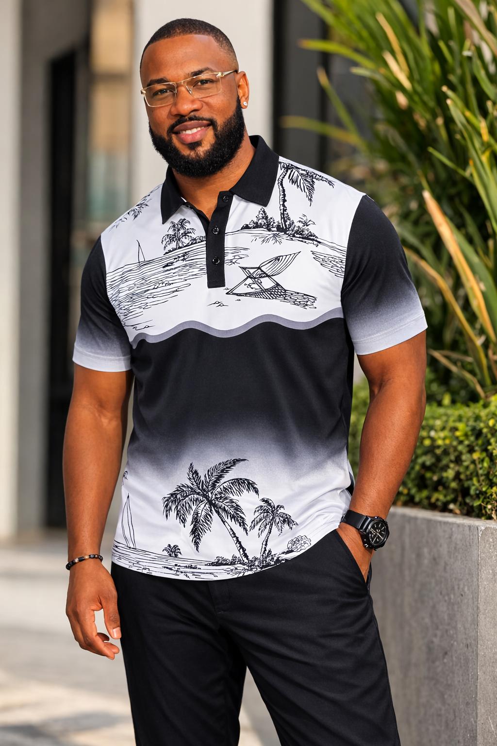 E5 Men's T-Shirt - Olive Geo  Short Sleeve