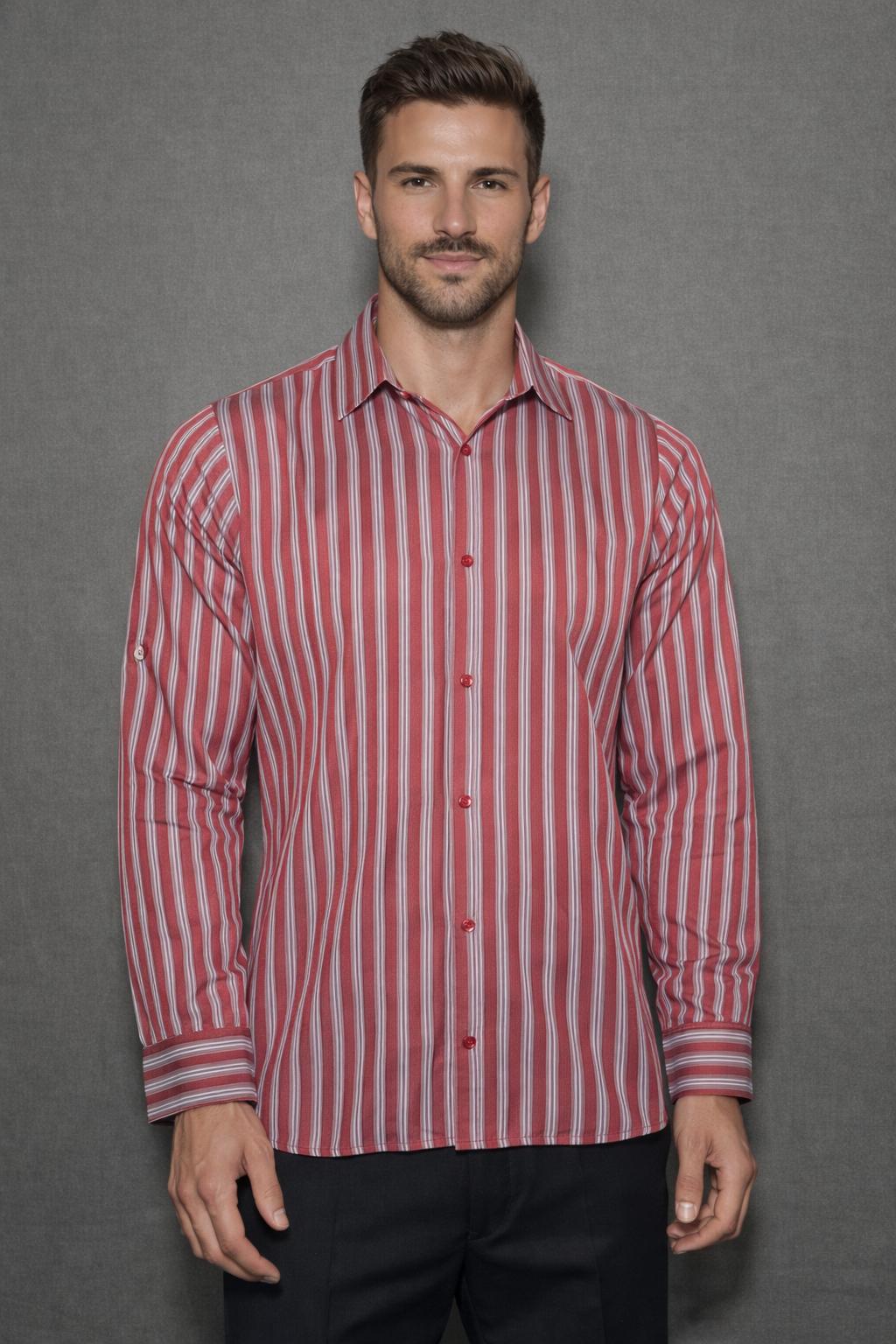 E5 Men's T-Shirt - Burgundy Geo Abstract Long Sleeve