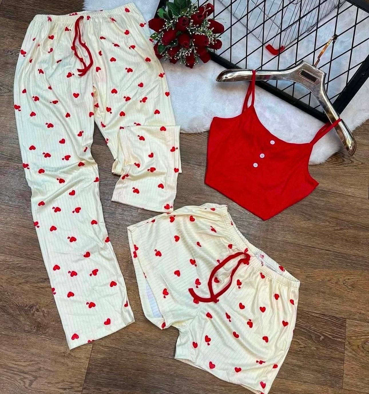 Red Heart-Print 3-Piece Set